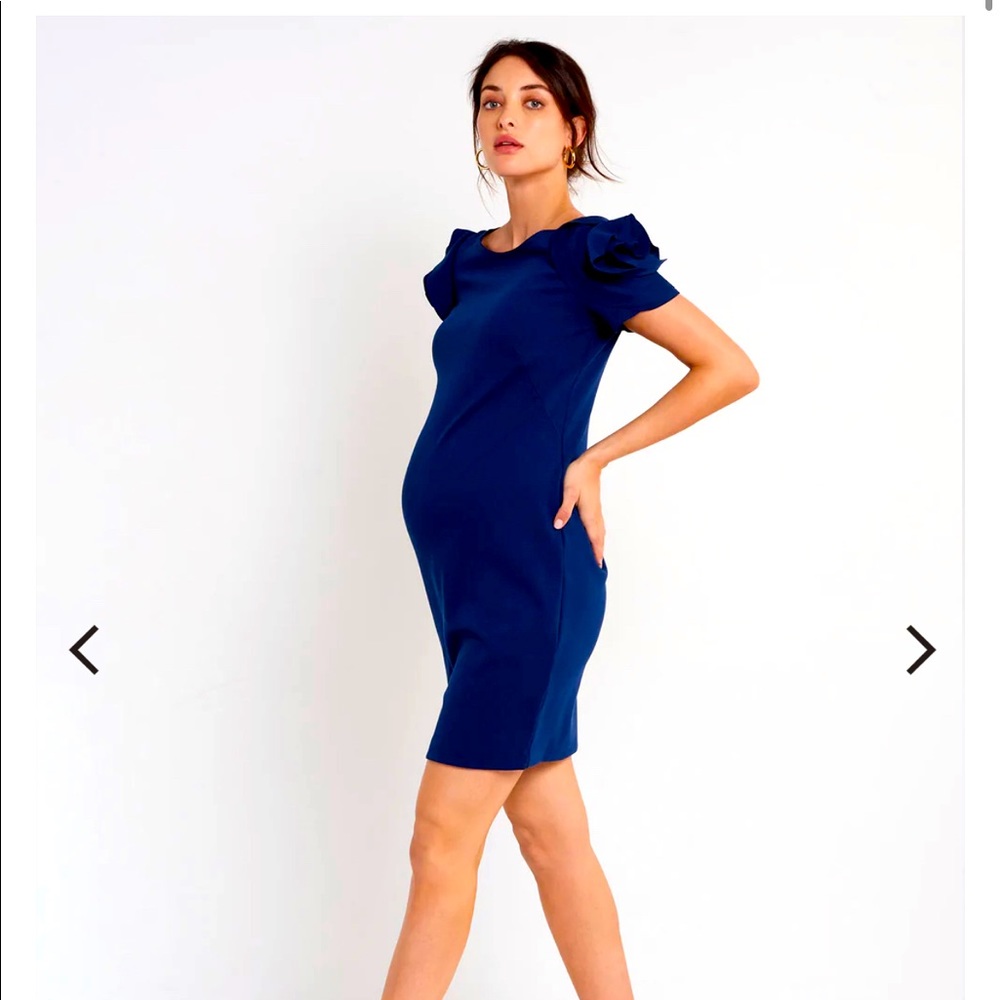 Pierre Brunelli Navy Maternity cocktail dress A Pea in a Pod size XS